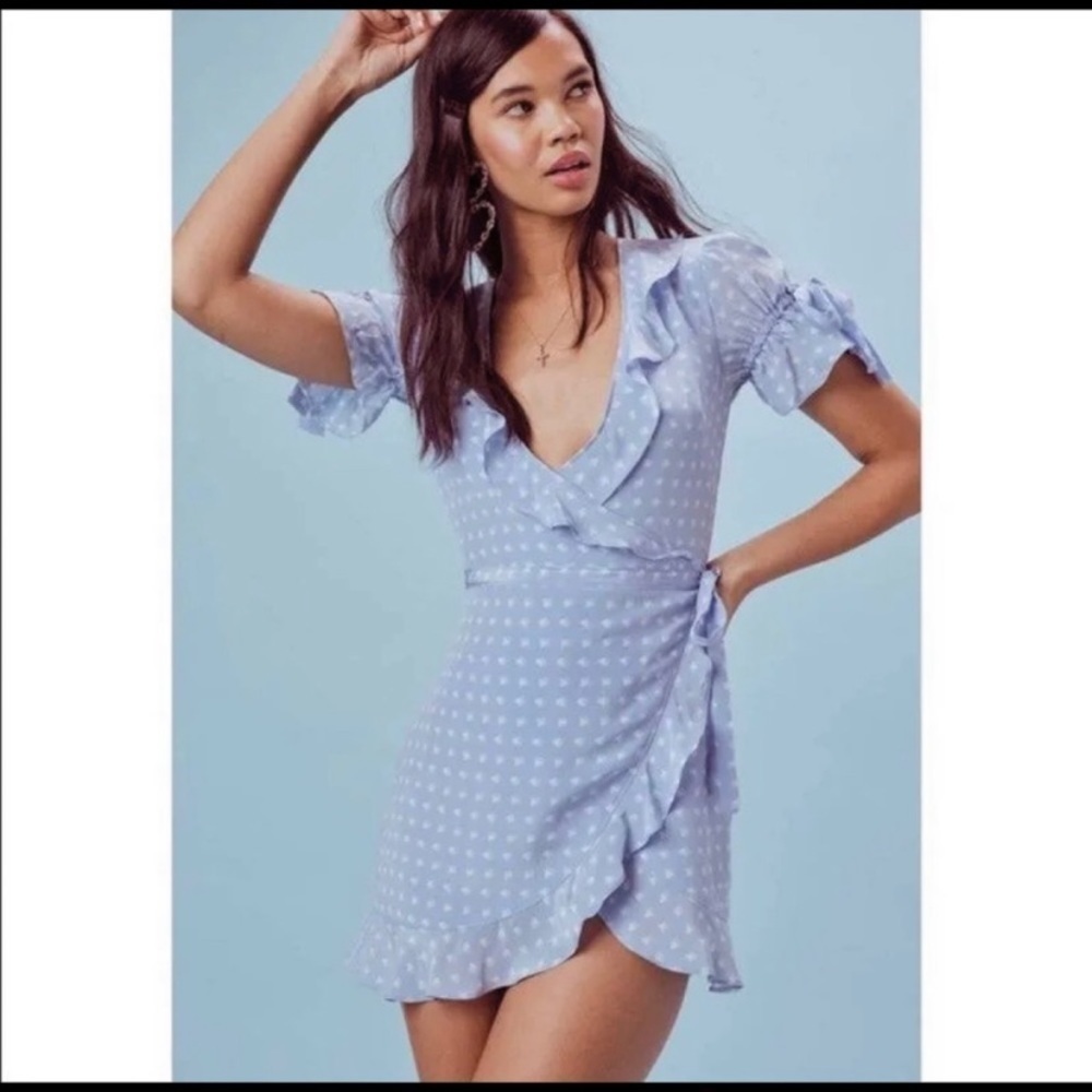 FOR LOVE & LEMONS Sweetheart Wrap Dress Blue Heart